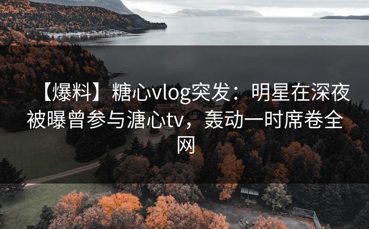 【爆料】糖心vlog突发：明星在深夜被曝曾参与溏心tv，轰动一时席卷全网